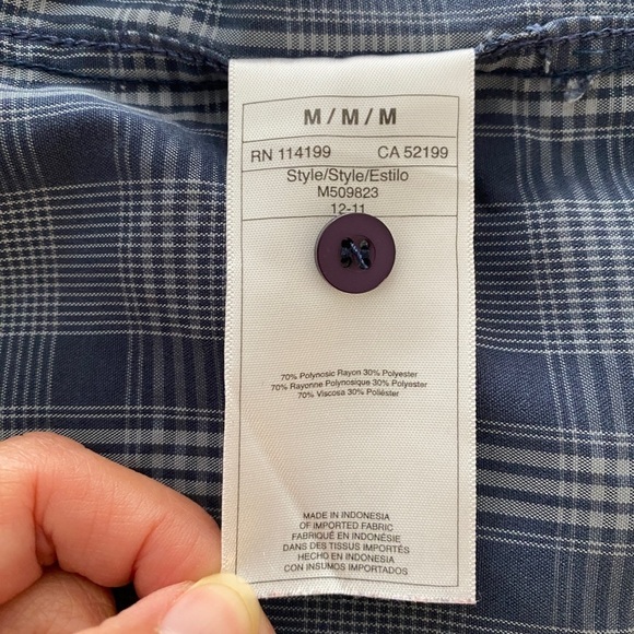 QUIKSILVER Blue Plaid Short Sleeve Collared Shirt Men M Medium - Picture 5 of 6